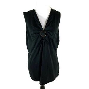 Nine West Women's Top Size XXL Sleeveless Fitted Black Brown Buckle Feature